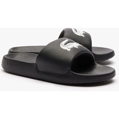 Lacoste Boys' Serve 1.0 Sliders - Black-White - Kids' Summer Footwear Lacoste Boys' Serve 1.0 Sliders - Black-White - Kids' Summer Footwear