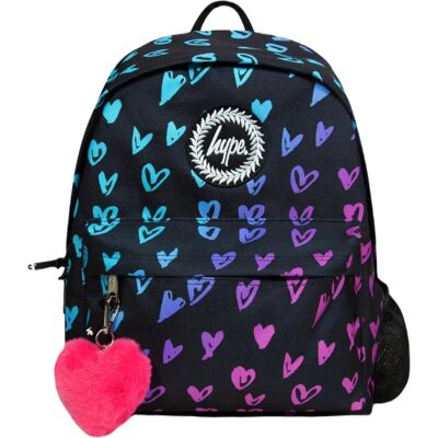 HYPE Unisex Scribble Heart Pink Crest Backpack HYPE Unisex Scribble Heart Pink Crest Backpack