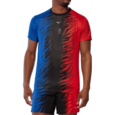 Mizuno - DRYAEROFLOW GRAPHIC TEE - Rot/Blau - S - T-Shirt Mizuno - DRYAEROFLOW GRAPHIC TEE - Rot/Blau - S - T-Shirt