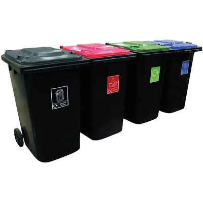 Unbranded - VFM Wheelie Bins 240L - Lids Blue - Set 4 - Wheelie Bin Unbranded - VFM Wheelie Bins 240L - Lids Blue - Set 4 - Wheelie Bin