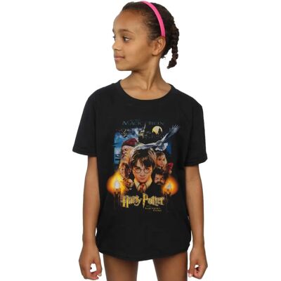 Harry Potter Zwart Katoenen T-shirt - Meisjes De Steen der Wijzen Harry Potter Zwart Katoenen T-shirt - Meisjes De Steen der Wijzen
