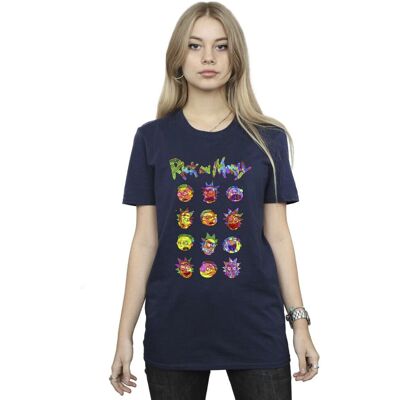 Absolute Cult Rick und Morty Dunkelblau Batik Faces Boyfriend T-Shirt Absolute Cult Rick und Morty Dunkelblau Batik Faces Boyfriend T-Shirt