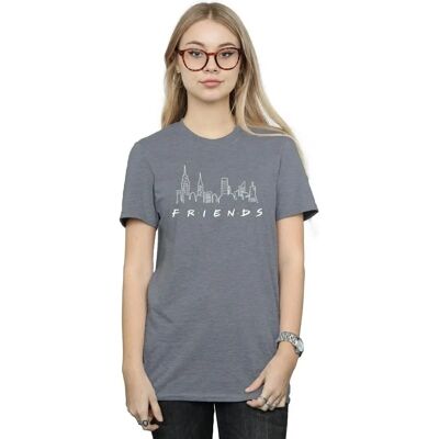 Friends - Skyline Logo Cotone Boyfriend - Grigio Scuro Mélange - T-Shirt Friends - Skyline Logo Cotone Boyfriend - Grigio Scuro Mélange - T-Shirt