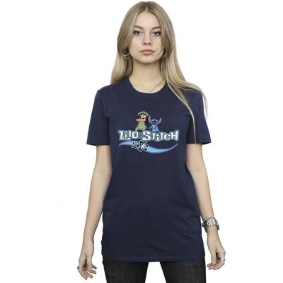 Disney Damen Lilo Stitch Navy Blue Boyfriend T-Shirt Disney Damen Lilo Stitch Navy Blue Boyfriend T-Shirt