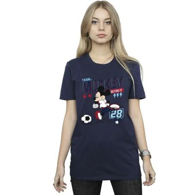 Disney Mickey Mouse Vrouwen Boyfriend T-Shirt Navy Blauw Klein - T-Shirt Disney Mickey Mouse Vrouwen Boyfriend T-Shirt Navy Blauw Klein - T-Shirt