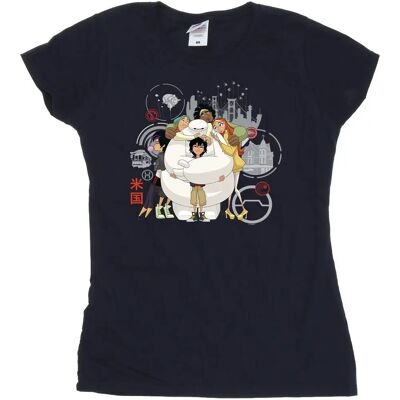 Absolute Cult Disney Baymax Group Hug Navy Blue T-Shirt - Big Hero 6 Absolute Cult Disney Baymax Group Hug Navy Blue T-Shirt - Big Hero 6