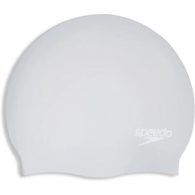 Speedo Bonnet de natation en silicone pour cheveux longs Argent/Blanc - Bonnet de bain Speedo Bonnet de natation en silicone pour cheveux longs Argent/Blanc - Bonnet de bain