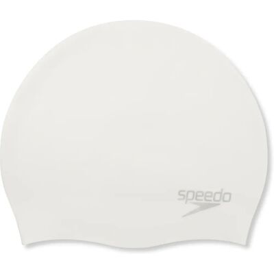 Speedo Plain Moulded Silicone Cap Weiß/Silber - Schwimmbadkappe Speedo Plain Moulded Silicone Cap Weiß/Silber - Schwimmbadkappe