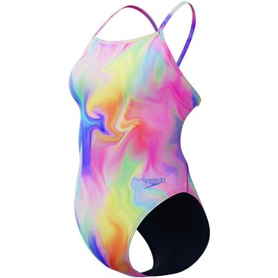 Traje de baño rosa Speedo con espalda en V y arcoíris - Traje Traje de baño rosa Speedo con espalda en V y arcoíris - Traje