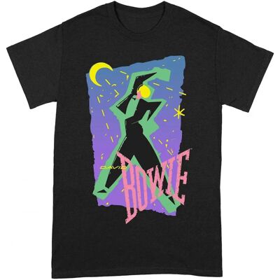 David Bowie Unisex Moonlight Dance T-Shirt - Black Green Yellow Pink - Size: 42/Regular/18/16 David Bowie Unisex Moonlight Dance T-Shirt - Black Green Yellow Pink - Size: 42/Regular/18/16