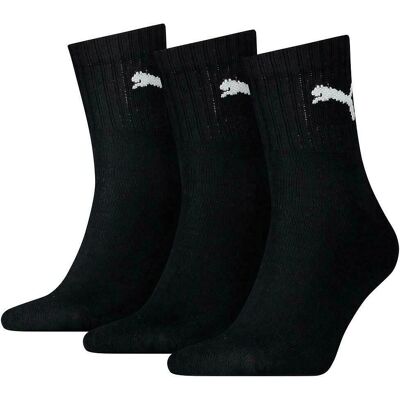Puma Unisex Volwassen Lichtgewicht Crew Sokken - Zwart - 3-Pack Puma Unisex Volwassen Lichtgewicht Crew Sokken - Zwart - 3-Pack