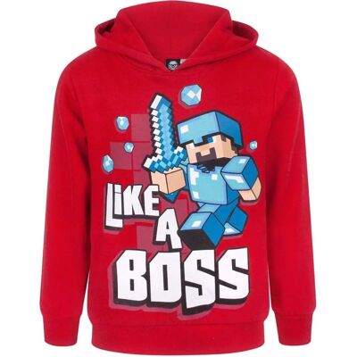 Minecraft Minecraft Boys Like A Boss Hoodie Red/Blue/White - Hoodie Minecraft Minecraft Boys Like A Boss Hoodie Red/Blue/White - Hoodie