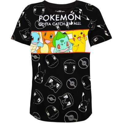 Pokémon Poikien Musta/Valkoinen Hahmo T-Paita - T-Paita Pokémon Poikien Musta/Valkoinen Hahmo T-Paita - T-Paita