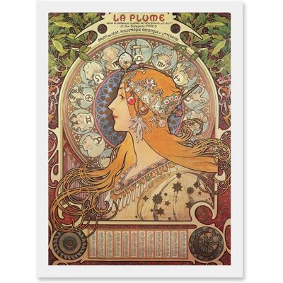 Artery8 - Alphonse Mucha Art Nouveau Orange Gold A4 - Framed Artery8 - Alphonse Mucha Art Nouveau Orange Gold A4 - Framed