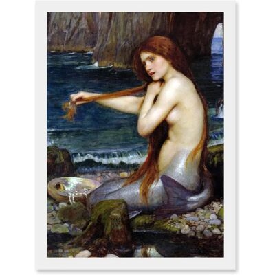Artery8 - Mermaid Bathing - White - Framed Wall Art Artery8 - Mermaid Bathing - White - Framed Wall Art