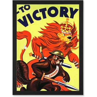 Artery8 - World War WW2 Military Canada Victory - Red - A4 - Framed Wall Art Print Artery8 - World War WW2 Military Canada Victory - Red - A4 - Framed Wall Art Print