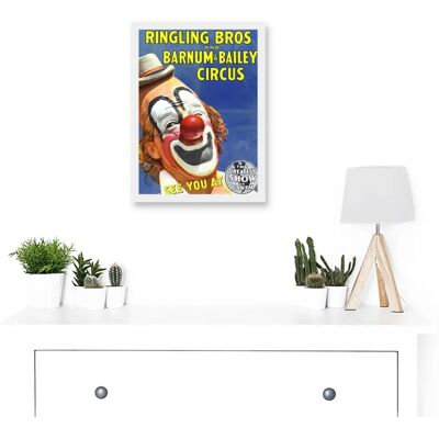 Artery8 - Circus Ringling Bros Barnum Bailey Show Clown - White - Framed - Wall Art Print Artery8 - Circus Ringling Bros Barnum Bailey Show Clown - White - Framed - Wall Art Print
