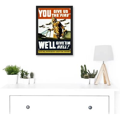 Artery8 War World WW2 USA Pilot Fighter Advert Jet Plane Give Em Hell - black - A4 - Framed Artwork Artery8 War World WW2 USA Pilot Fighter Advert Jet Plane Give Em Hell - black - A4 - Framed Artwork