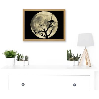 Artery8 - Crow Tree Perch Silhouette Moon - A4 Artery8 - Crow Tree Perch Silhouette Moon - A4