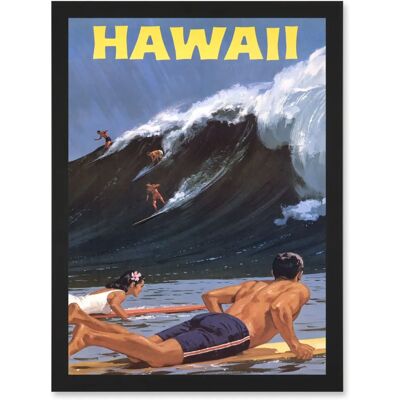 Artery8 - Hawaii Surf A4 Artwork - Black - Wall Art Print Artery8 - Hawaii Surf A4 Artwork - Black - Wall Art Print