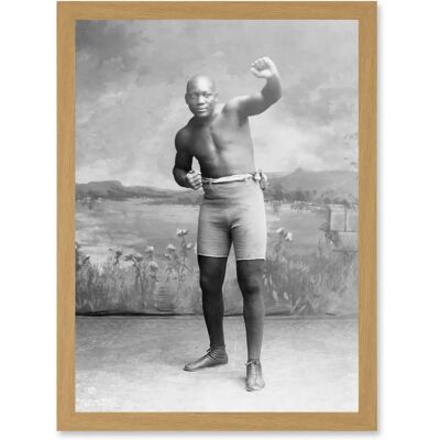 Artery8 - Jack Johnson Boxer Champion - Light Oak - Wall Art Artery8 - Jack Johnson Boxer Champion - Light Oak - Wall Art