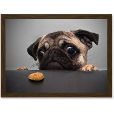 Artery8 - Pug Dog Treat Cookie Eyes - Brown - A4 - Wall Art Print Artery8 - Pug Dog Treat Cookie Eyes - Brown - A4 - Wall Art Print