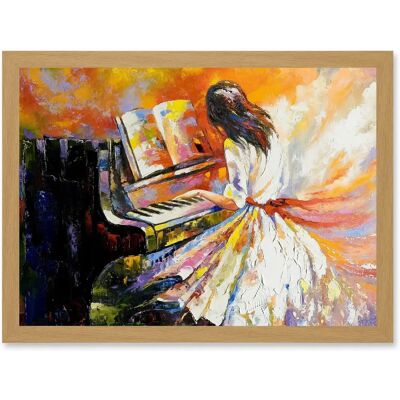 Artery8 - Piano Girl Impressionism - Light Oak - A4 - Wall Art Print Artery8 - Piano Girl Impressionism - Light Oak - A4 - Wall Art Print