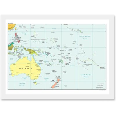 Artery8 - Oceania Map - A4 - White frame - Wall art Artery8 - Oceania Map - A4 - White frame - Wall art