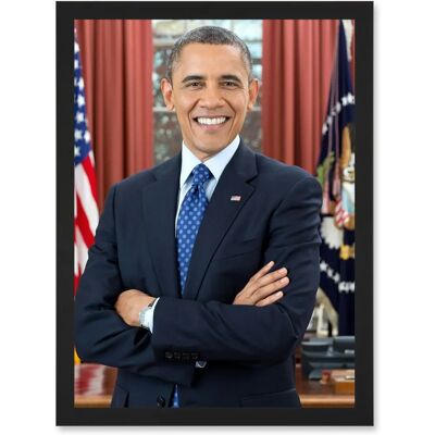 Artery8 - Barack Obama Souza Portrait - Black - A4 - Wall Art Artery8 - Barack Obama Souza Portrait - Black - A4 - Wall Art