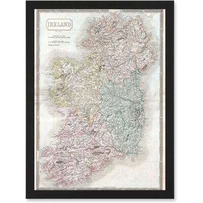 Artery8 - Vintage Map 1850 Hall Ireland - A4 - Framed Wall Art Artery8 - Vintage Map 1850 Hall Ireland - A4 - Framed Wall Art