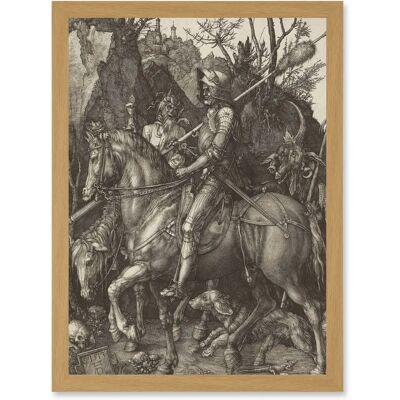 Artery8 - Albrecht Durer Knight Death Devil A4 - Light oak - wall art print Artery8 - Albrecht Durer Knight Death Devil A4 - Light oak - wall art print