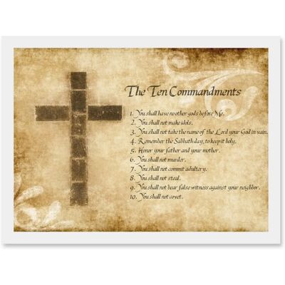 Artery8 - Ten Commandments Cross Christian Quote - A4 - Framed Wall Art Artery8 - Ten Commandments Cross Christian Quote - A4 - Framed Wall Art