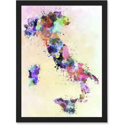 Artery8 Map Painting Italy Sardinia Sicily - A4 - Framed - Colour Splash - Wall Art Artery8 Map Painting Italy Sardinia Sicily - A4 - Framed - Colour Splash - Wall Art