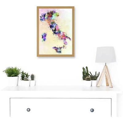 Artery8 - Map Painting Italy Sardinia Sicily - A4 - Framed - Wall Art Artery8 - Map Painting Italy Sardinia Sicily - A4 - Framed - Wall Art