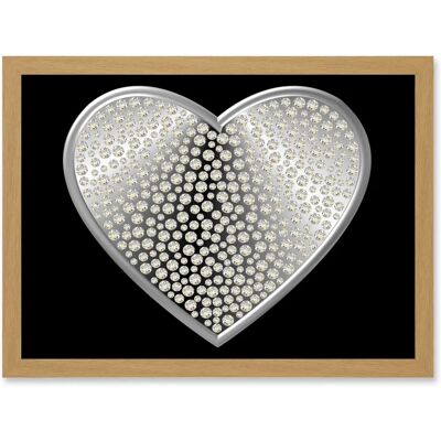 Artery8 - Diamond Heart - Silver - A4 - Framed Wall Art Artery8 - Diamond Heart - Silver - A4 - Framed Wall Art