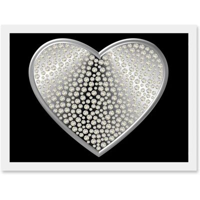 Artery8 - Diamond Heart - Silver - A4 - Wall Art Print Artery8 - Diamond Heart - Silver - A4 - Wall Art Print