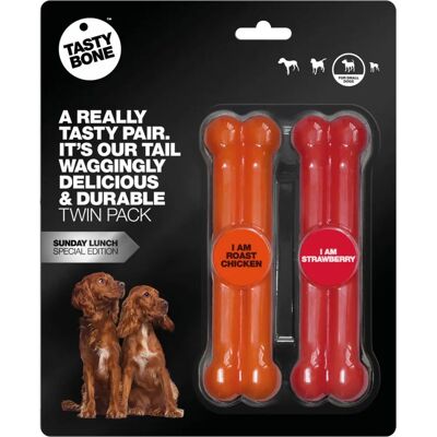 TASTY BONE Dog Treats - Chicken & Strawberry Flavors - Durable Nylon TASTY BONE Dog Treats - Chicken & Strawberry Flavors - Durable Nylon