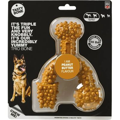 TastyBone Nylon Trio Bone Dog Toy - Peanut Butter - Large Dog TastyBone Nylon Trio Bone Dog Toy - Peanut Butter - Large Dog