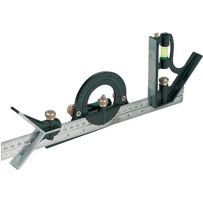 Conjunto de esquadros combinados Silverline - 300mm - Ferramenta multifuncional Conjunto de esquadros combinados Silverline - 300mm - Ferramenta multifuncional