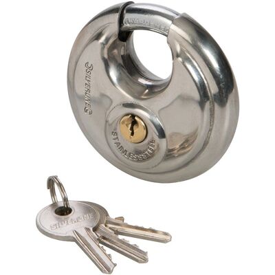 Silverline 70mm Stainless Steel Disc Padlock - Security - Disc Padlock Silverline 70mm Stainless Steel Disc Padlock - Security - Disc Padlock