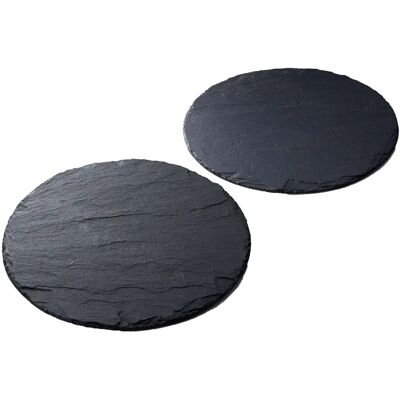 Just Slate Company Set of 2 Round Slate Placemats - Place Mats Just Slate Company Set of 2 Round Slate Placemats - Place Mats