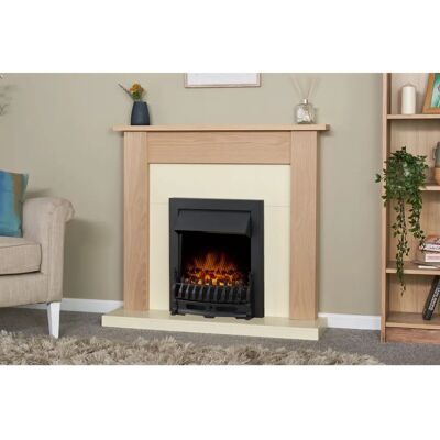 Adam Southwold - Blenheim Electric Fire - Oak & Cream - Black - 43in - Electric Fireplace Adam Southwold - Blenheim Electric Fire - Oak & Cream - Black - 43in - Electric Fireplace