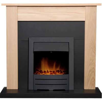 Adam - Southwold Fireplace - Oak & Black - Colorado Electric Fire - Fireplace Adam - Southwold Fireplace - Oak & Black - Colorado Electric Fire - Fireplace