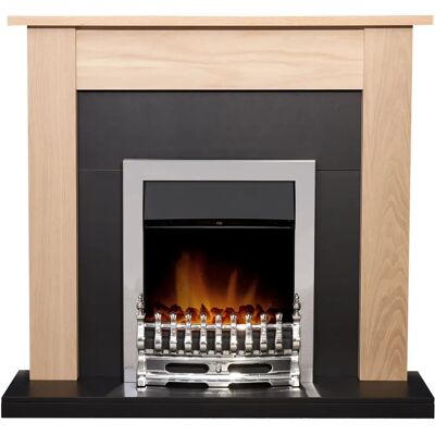 Adam Southwold - Oak & Black - Blenheim Chrome Electric Fire - 43 Inch - Fireplace Adam Southwold - Oak & Black - Blenheim Chrome Electric Fire - 43 Inch - Fireplace