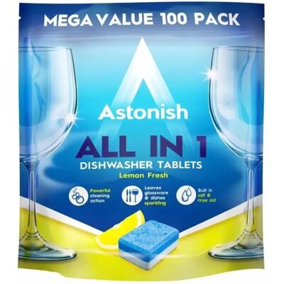 Astonish Dishwasher Tablets Lemon - 100 - All-in-1 - Vegan Astonish Dishwasher Tablets Lemon - 100 - All-in-1 - Vegan