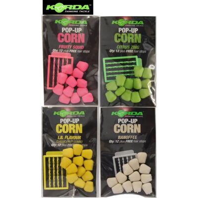 Korda Pop-up Corn - Appât artificiel, Jaune, Mélange de fruits - Publicité Korda Pop-up Corn - Appât artificiel, Jaune, Mélange de fruits - Publicité