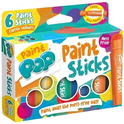 Paint Pop Paint Sticks - 6 Pack Assorted Colours - Twist & Paint - Paint Sticks Paint Pop Paint Sticks - 6 Pack Assorted Colours - Twist & Paint - Paint Sticks