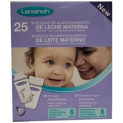 Bolsas de almacenamiento de leche materna Lansinoh - 25 unidades Bolsas de almacenamiento de leche materna Lansinoh - 25 unidades