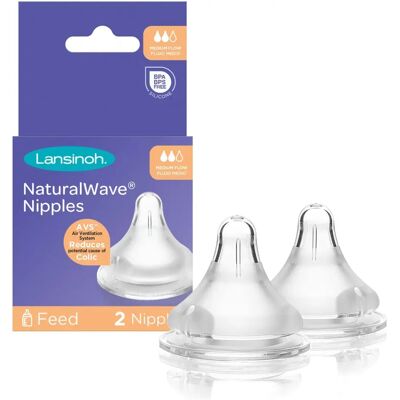 Lansinoh Natural Wave Baby Flaschen- Sauger - Mittlerer Fluss 2er Pack Lansinoh Natural Wave Baby Flaschen- Sauger - Mittlerer Fluss 2er Pack
