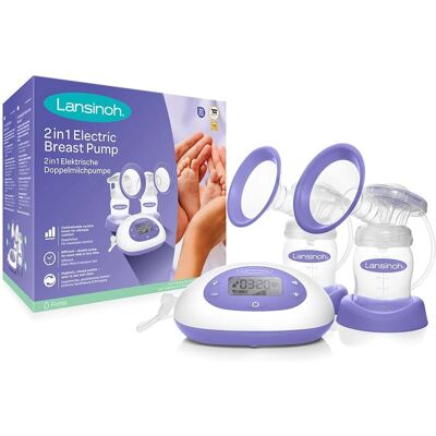 Lansinoh Kétfázisú elektromos mellpumpa - 2 az 1-ben, Lila/Fehér Lansinoh Kétfázisú elektromos mellpumpa - 2 az 1-ben, Lila/Fehér